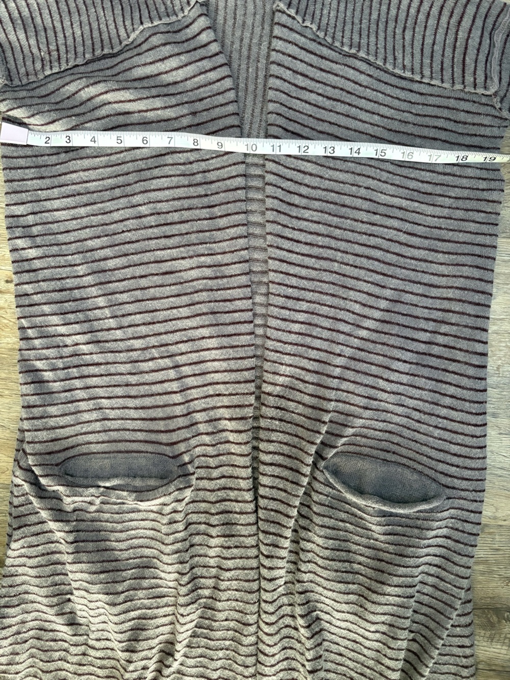 Free People Long Striped Open-Front Cardigan in Taupe and Dark Brown - Picture 5 of 12